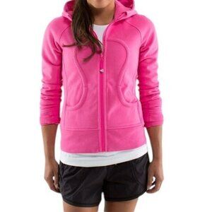 Lululemon Sweater Scuba Hoodie Raspberry Glo Light Pink Cotton Athleisure Size 8